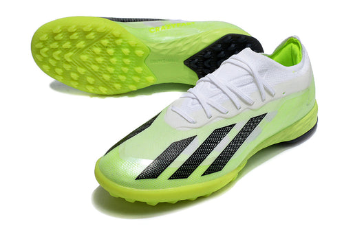 Chuteira Society Adidas X Crazyfast.1 TF Branca e Verde 