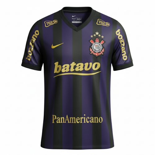 Camisa Corinthians Away 09/10 Retrô - Preta e Roxa