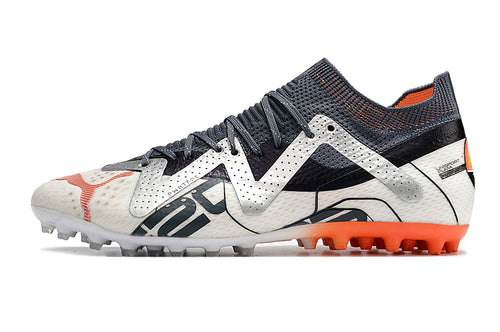 Chuteira Society Puma Future Ultimate MG Branca e Laranja 