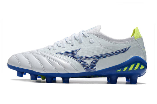 Chuteira Campo Mizuno Morelia Neo 3 FG Branca e Azul 