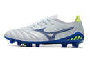 Chuteira Campo Mizuno Morelia Neo 3 FG Branca e Azul "Pre Future Pack"