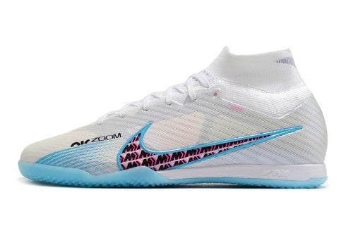 Chuteira Futsal Nike Air Zoom Mercurial Superfly 9 Elite IC Branca e Azul 