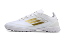 Chuteira Society Adidas F50 TF Branca e Dourado "Day Spark Pack"