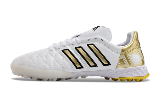 Chuteira Society Adidas AdiPure 11 Pro TF Branca e Dourada 