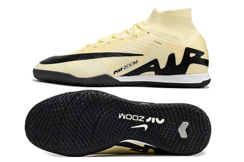 Chuteira Futsal Nike Air Zoom Mercurial Superfly 9 Elite IC Bege e Preta 
