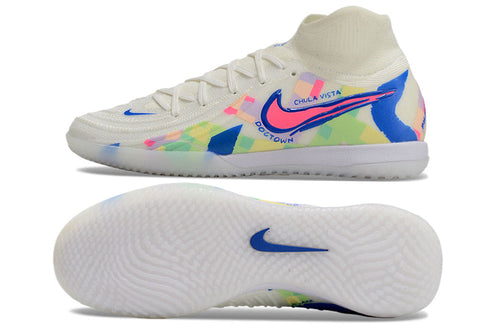 Chuteira Futsal Nike Phantom Luna Elite IC Branca, Azul e Rosa 