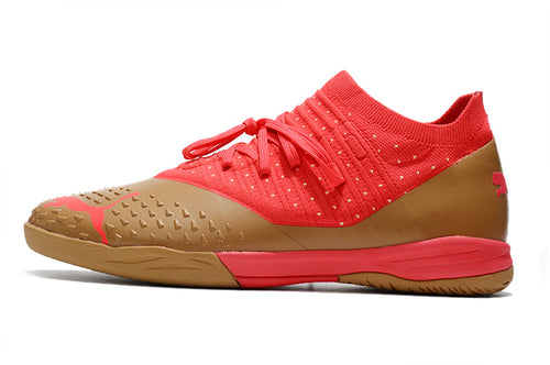 Chuteira Futsal Puma Future Z 1.3 IC Dourada e Laranja 