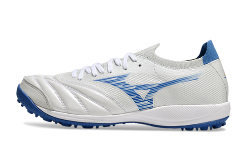 Chuteira Society Mizuno Morelia Neo Sala TF Branca e Azul 