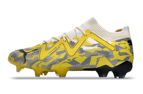 Chuteira Campo Puma Future Ultimate FG Amarela e Cinza 