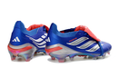 Chuteira Campo Adidas Predator Accuracy (azul, branco e vermelho)